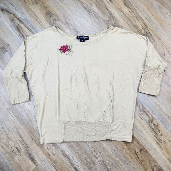 🍑Mercer & Madison Tan Batwing Top Medium - Picture 1 of 12